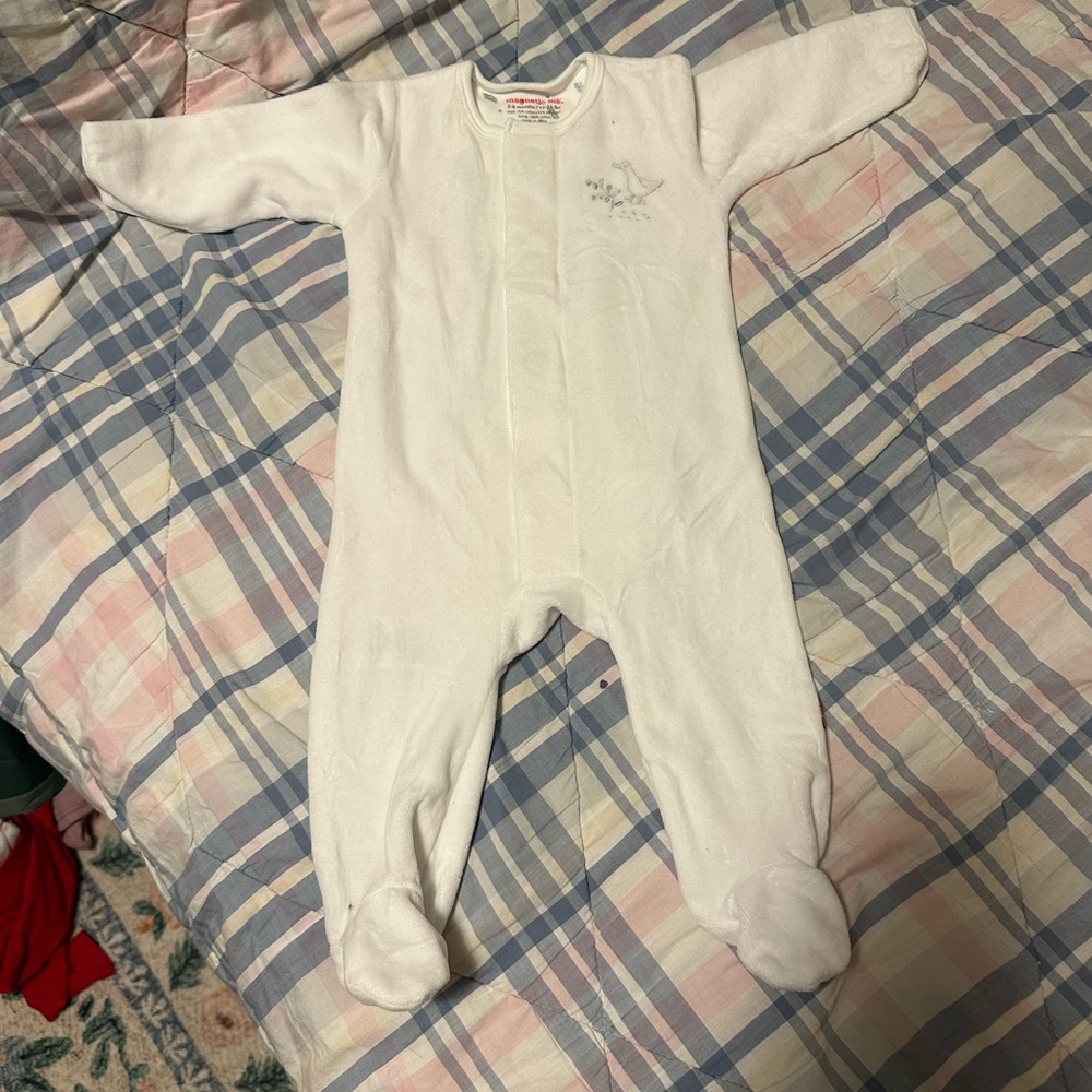 Magnetic Me Soft White Duckling Baby Footie 3-6mo